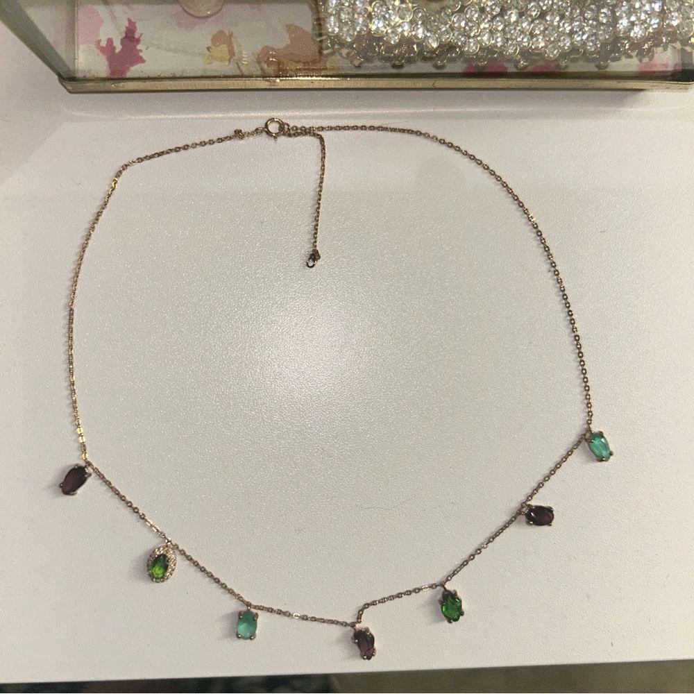 Elegant Gold Plated Multi-Stone Necklace